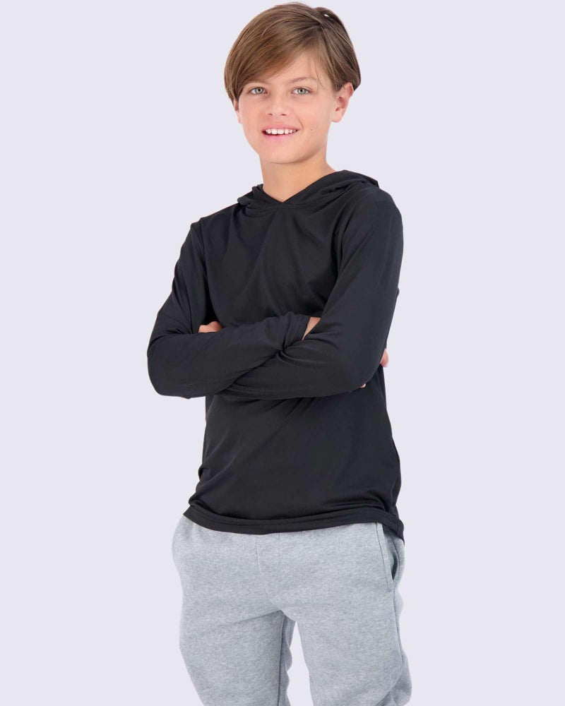 REALESSENTIALS Real Essentials 3 Pack: Dry-Fit Youth Boys Teen Active Long Sleeve Hoodie Sweatshirts - Hooded Pullover Shirts -Set 5,L (12-14) - Image 2